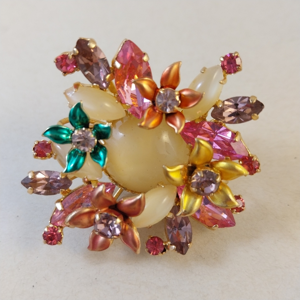Vintage Floral Multicolor Statement Brooch